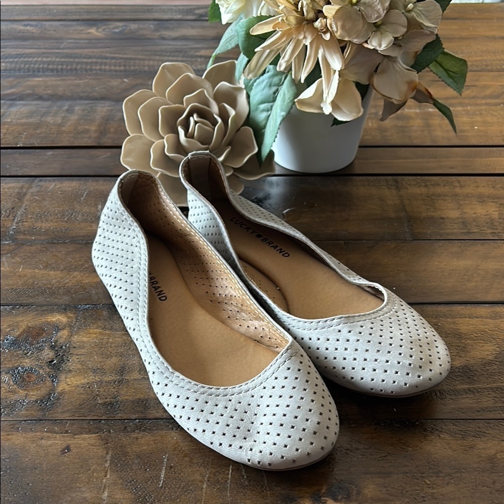 Lucky Brand Cream Perforated Loafers for Everyday Comfort